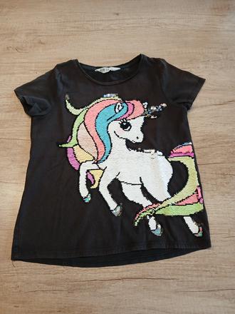 Měnící tričko jednorožec hm vel. 110/116, h&m,116
