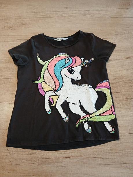 Měnící tričko jednorožec hm vel. 110/116, h&m,116