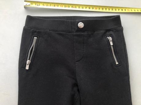 Černé úzké elastické kalhoty 116cm holka zipy 5-6l, h&m,116