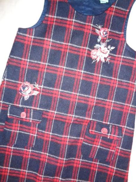 Nádherná teplá káro šatovka - červenomodrá, kids,140