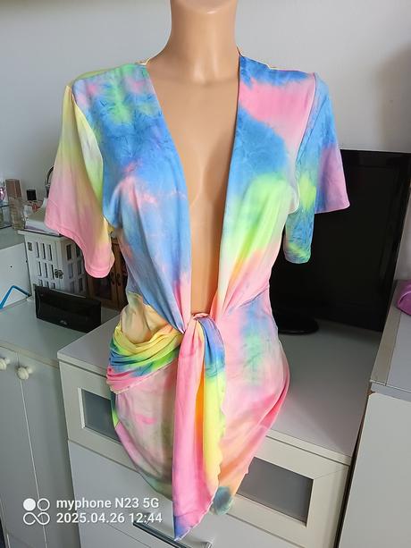 Tílko-mini šaty duhové vel."m", m