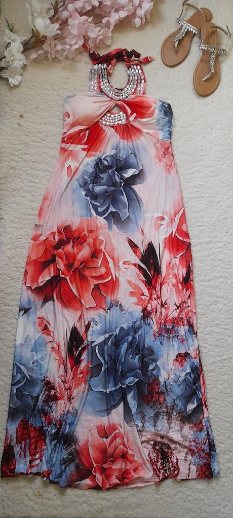 Flam mode společenské dlouhé šaty s kamínky, xl