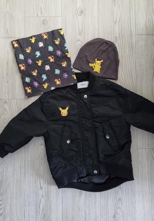 Dětská bunda pokémon + nákrčník a čepice, vel 122, reserved,122