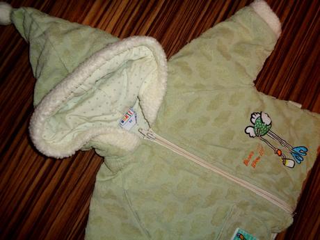 Kouzelná zelená vyteplená bundička s čápem, berti,62