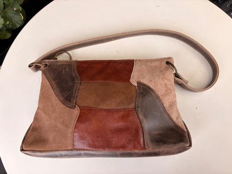 Kabelka hneda mix kozenka patchwork,