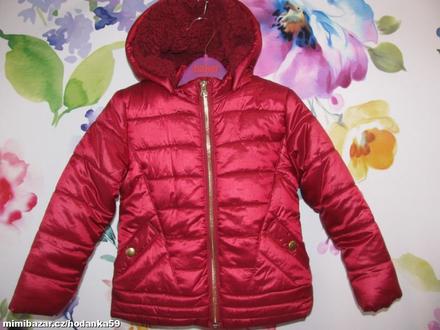 Dívčí zimní bunda s kapucí s vnitřní kožešinkou, st. bernard,104