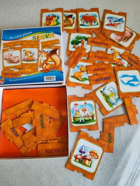 Hra slova, zvířata pro předškoláky/puzzle, 