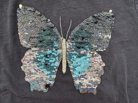 Dívčí tričko motýl, měnící se flitry, h&m, vel.134, h&m,134