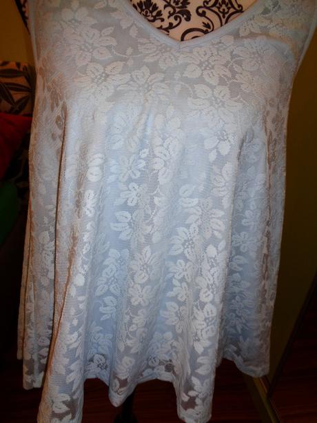 Krásný bleděmodrý krajkový top, select,42