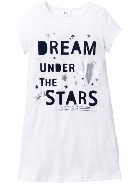 2-pack noční košile dlouhá trička tmavá+bílá, bonprix,140 / 146