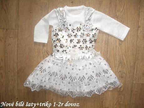 Bílé šaty+triko 1-2r, 80