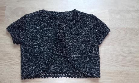 Pletené bolero so strieborným leskom, 134 / 140 / 146