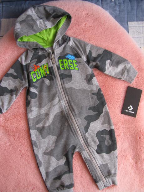 Šedý maskačový bavlněný overal s kapucí converse, converse,68