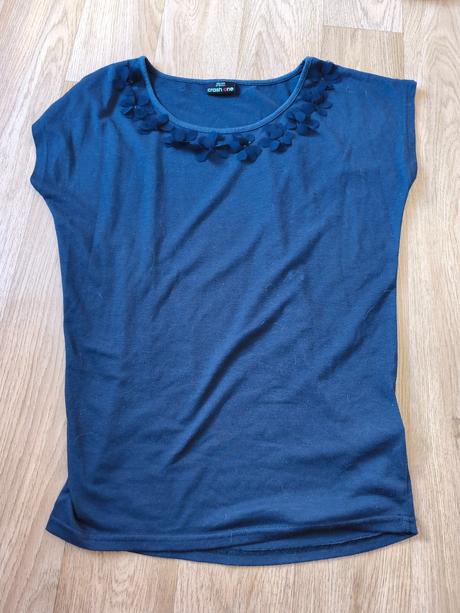 Tmavě modré kytičkové tričko 158/164, s/m, takko,164
