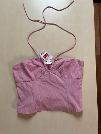 Nový růžový crop top, vel s, pc 619, hm, h&m,s