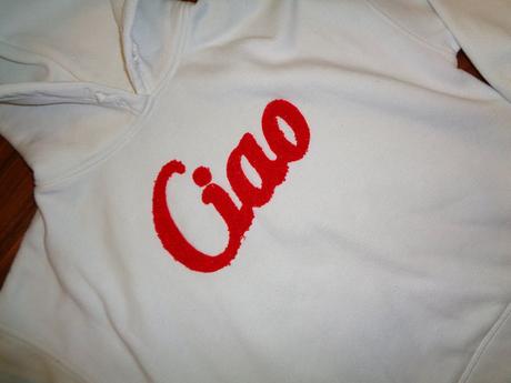 Bílá teplá mikina s červeným nápisem, zara,152