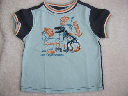 Bavlněné modré tričko s dinosaurem-green dog, 92