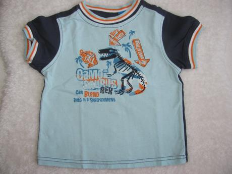 Bavlněné modré tričko s dinosaurem-green dog, 92