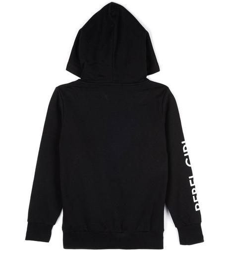 Dívčí mikina s kapucí černá / bílý potisk vel. 128, 128