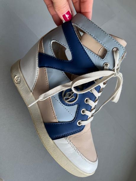 Armani jeans sexy sneakers modrá béžová 37 klínek, armani,37