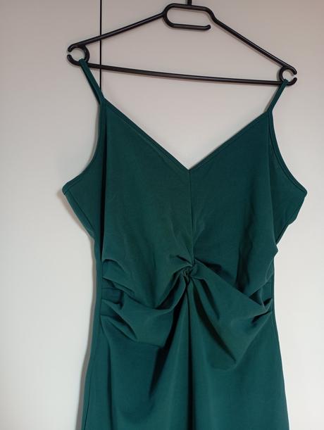 Nabírané šaty s rozparkem lesní zeleň, gate,38 / m
