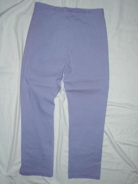 Bombastické elastické 7/8 kalhoty - lila barva, 38
