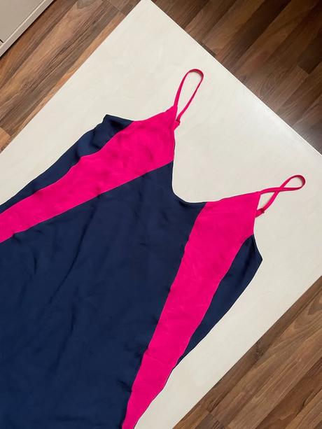 Nové šaty modré s růžovou vsadkou, vel s, atmosph, atmosphere,s