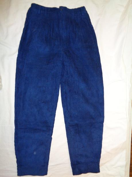 Modré silnější nabírané manžestrové kalhoty158/164, 158