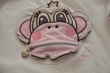 Bavlněné triko dl. rukáv, s aplikací opičky, kapsa, next,116