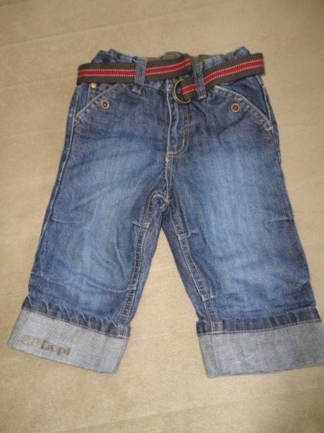 Vypodložené riflíky z h+m, vel. 9-12 měsíců, h&m,80