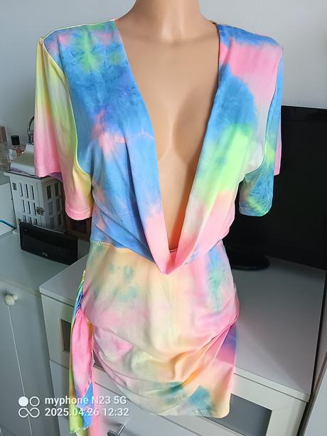 Tílko-mini šaty duhové vel."m", m