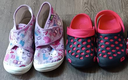 1x dívčí bačkorky fare, 1x crocsy, vel.27, fare,27
