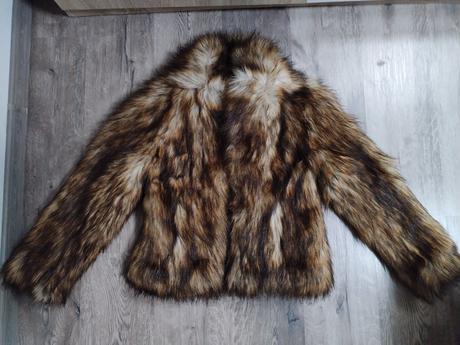 Chlupatá kožíšková bunda h&m vel xs/s, h&m,xs