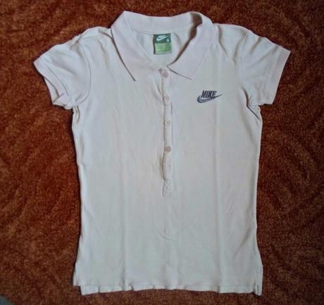 Růžové tričko triko s límečkem krátký rukáv nike, nike,s