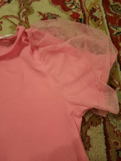 Tričko s tylovými třpytivými rukávy, h&m,134