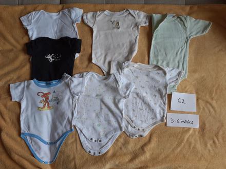 Dětské body bodýčko bílé černé krátký rukáv medvíd, 56