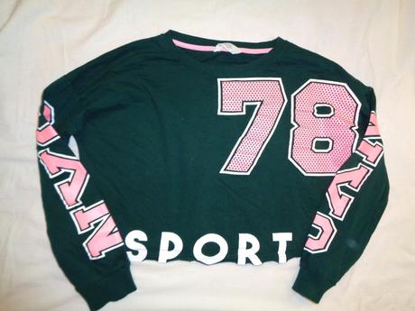 Luxusní lahvově zelená krátká mikina na vrstvení, h&m,170