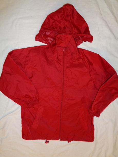 Luxusní tmavě červená nepromokavá bunda - šusťák, 140