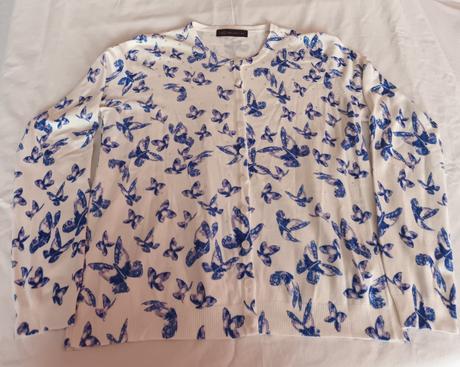 Bílý svetr s motýlky na knoflíky m&s, marks & spencer,42