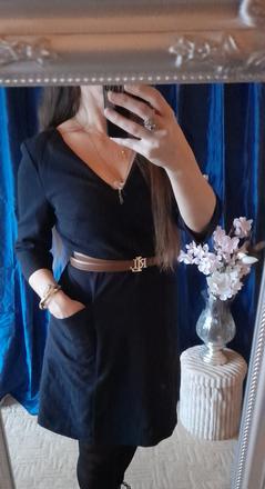 Caroll elegantní šaty s 3/4 rukávy a kapsami, xl