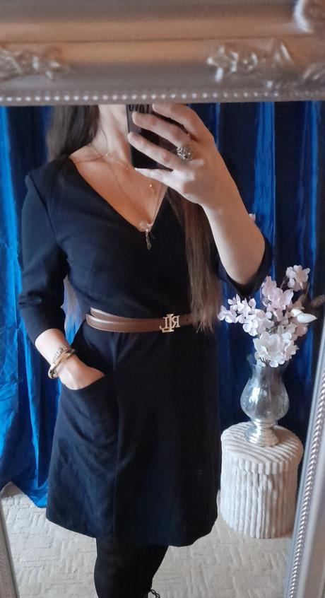 Caroll elegantní šaty s 3/4 rukávy a kapsami, xl