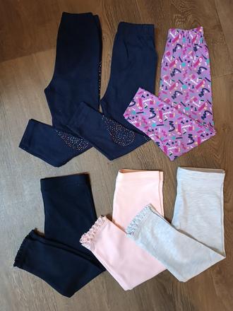 6x dívčí bavlněné legíny, vel. 92/98 (2-3 roky), 92