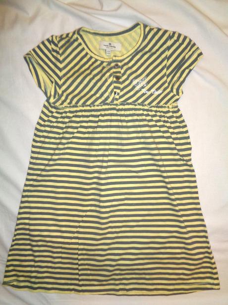 Luxusní žlutošedé pruhované šaty tom tailor116/122, tom tailor,116 / 122