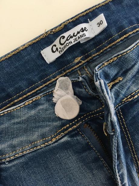 Trhané rifle s páskem, vel. xs a xl, xl / xs