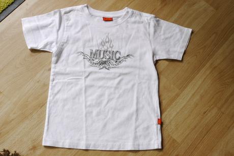 Bile tricko s napisem music 116/122, 116