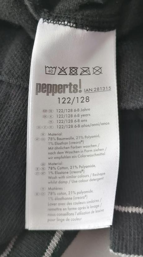 Černé punčocháče s pruhy vel 122 - 128, pepperts,122