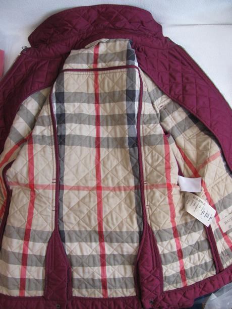 Dámská přechodná prošívaná vínová bunda burberry, burberry,l