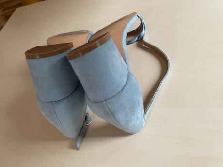 Modré střevíce se širokým podpatkem, vel 37, dee z, 37