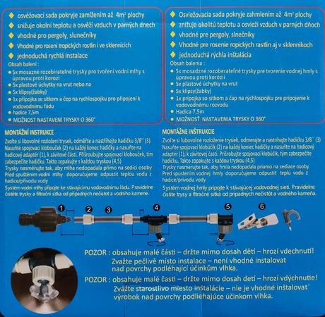 Vodní mlha domo garden 7,5 m 5ks mikrotrysek,