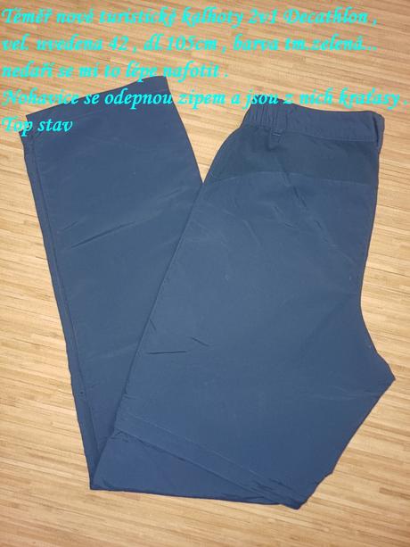 Turistické kalhoty 2v1 vel.uvedena 42 dl.105cm, decathlon,42